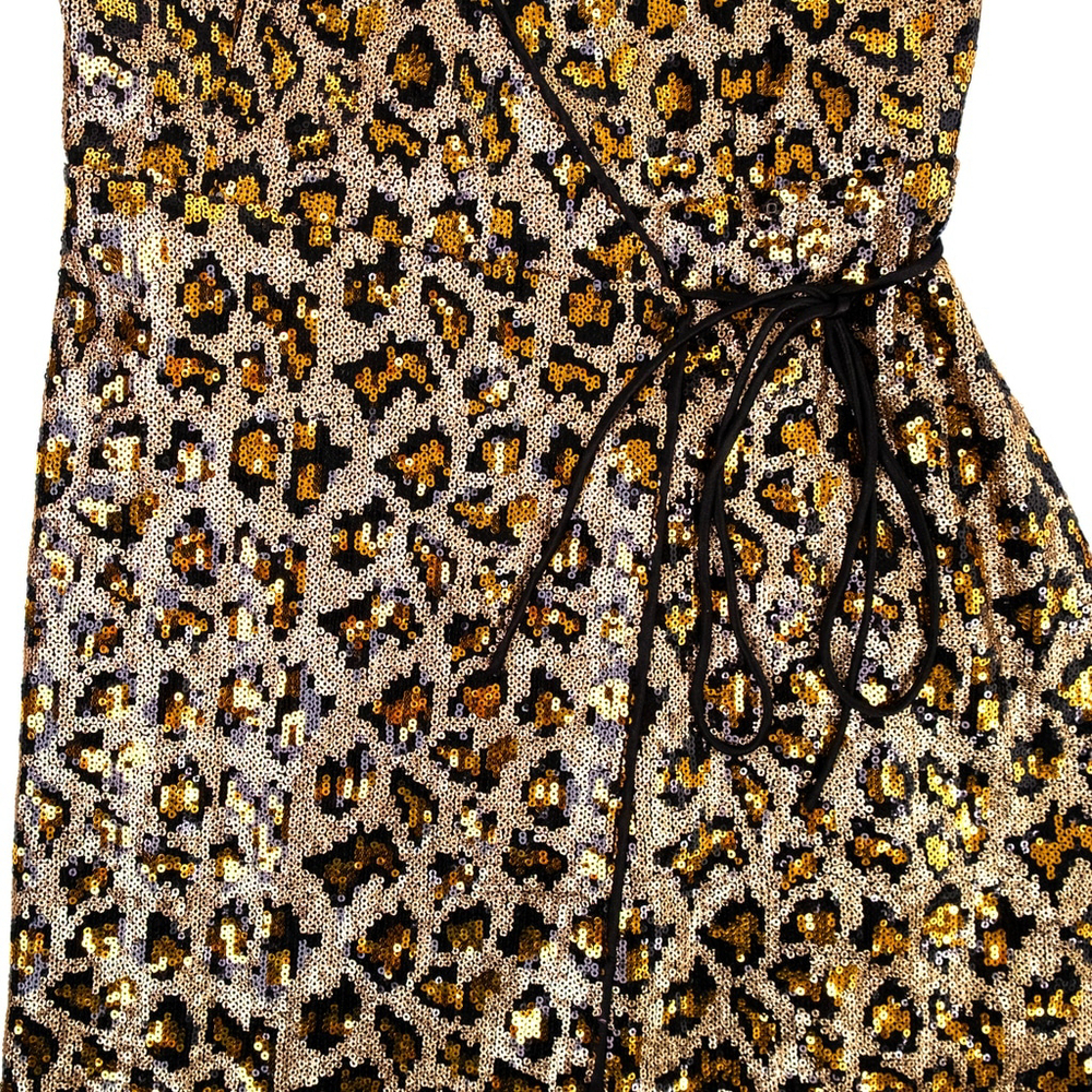 Aidan AIDAN MATTOX Leopard Sequin Wrap Dress Gown $285 - Size 0 / XS - Picture 10 of 14